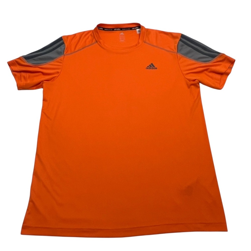 Adidas ClimaLite Shirt Mens Large‎ Training T-Shirt Orange Gray Athletic Workout